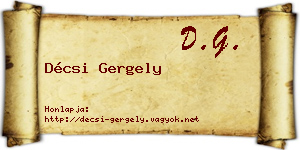Décsi Gergely névjegykártya
