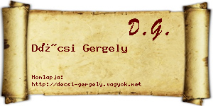 Décsi Gergely névjegykártya